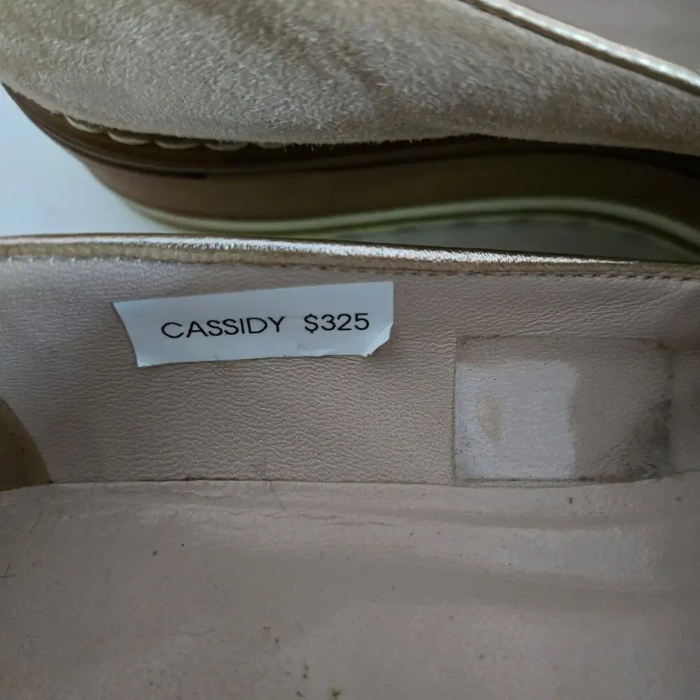 Michele Lopriore Cassidy Tan Suede Platform Loafers Tassel Euro Chic Size 37 7